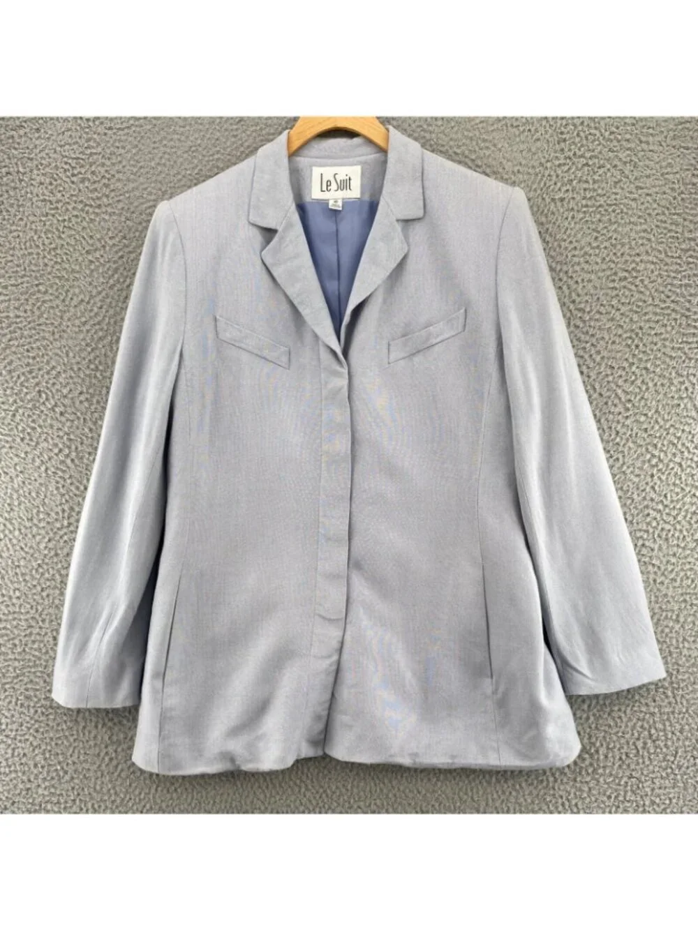 Le Suit Set Womens 10 Blue Blazer Button Jacket Pockets Straight & Pencil Skirt*